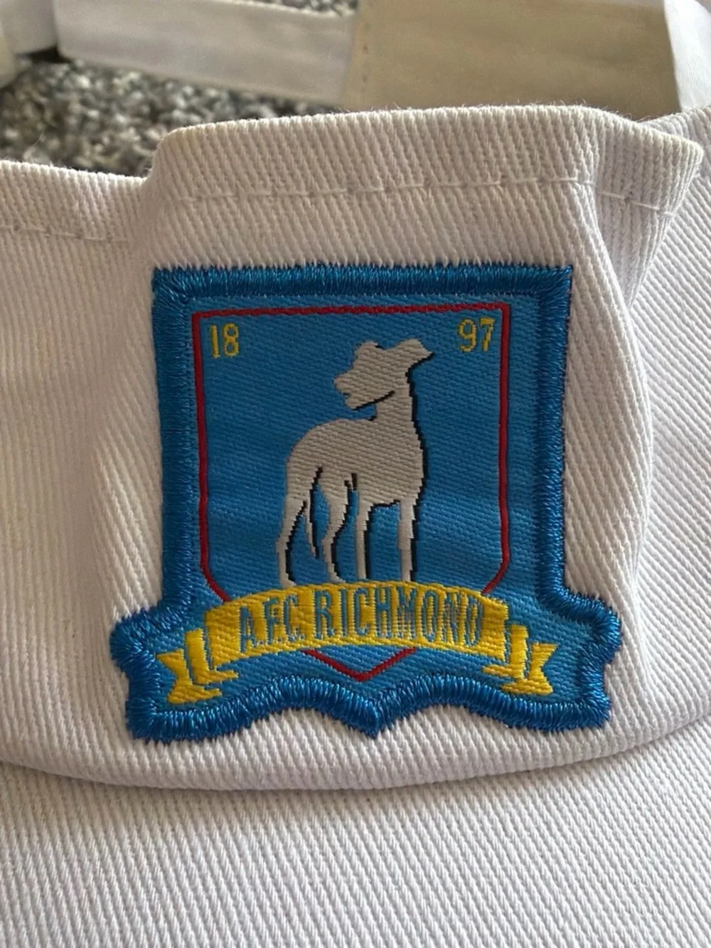 White Ted Lasso Visor with AFC Richmond Patch